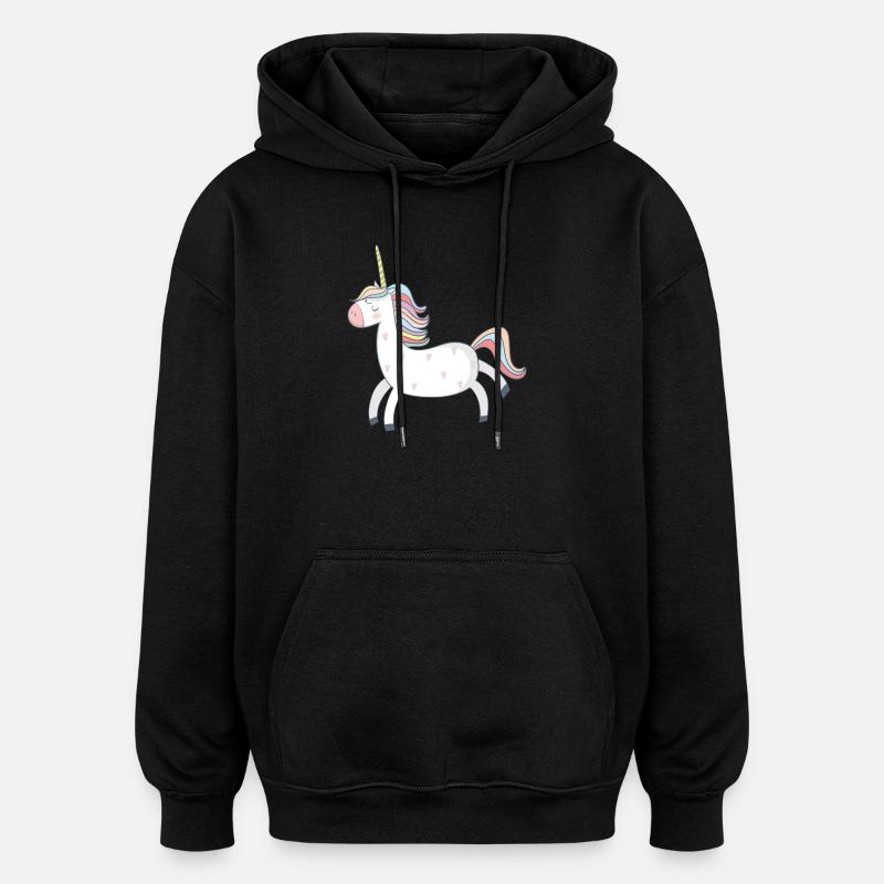 Licorne - Sweat à capuche oversize unisexe - noir