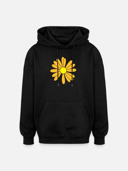 Patch de fleurs - Sweat à capuche oversize unisexe - noir
