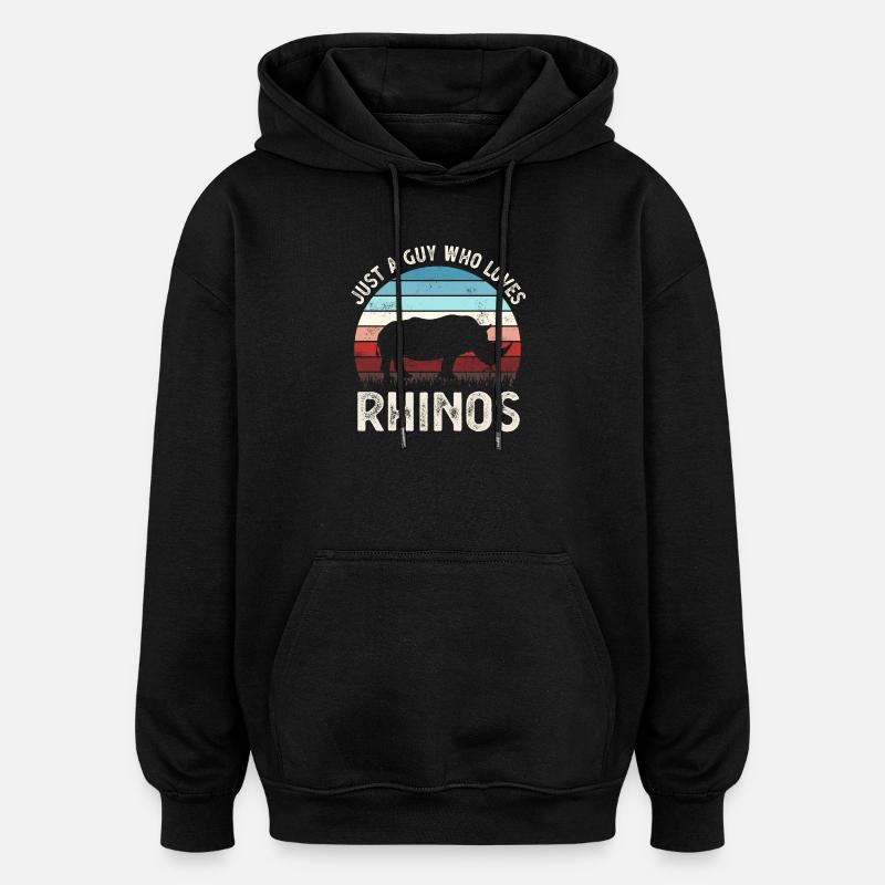 Rhinocéros - Sweat à capuche oversize unisexe - noir