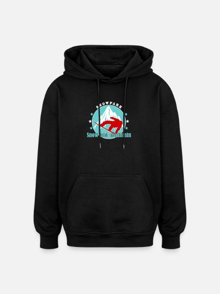 Mountain and Alpine Skiing Illustration - Oversized Unisex Hoodie - black