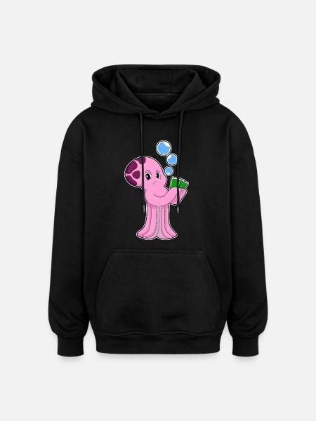 Krake Poker Poker Cards - Oversized Unisex Hoodie - black