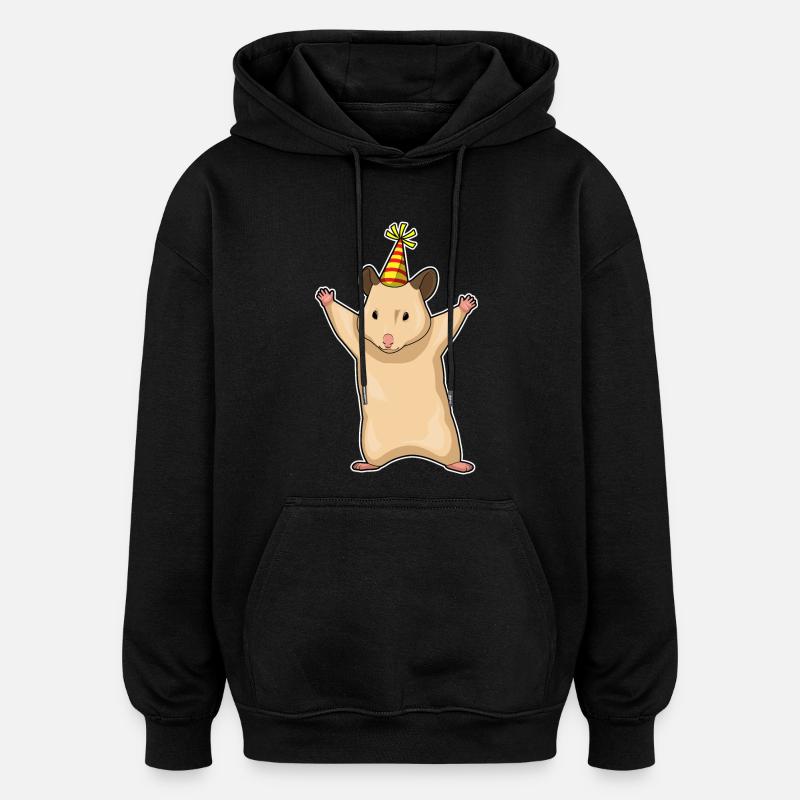 Chapeau de fête de hamster - Sweat à capuche oversize unisexe - noir