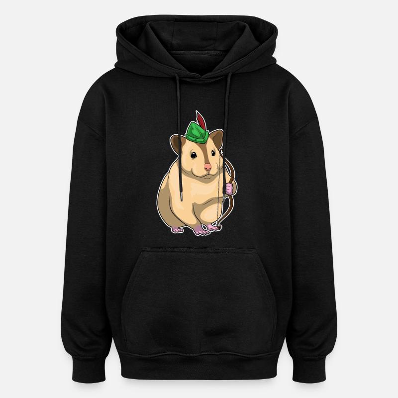Hamster Bogenschütze Bogen - Oversized Unisex Hoodie - Schwarz