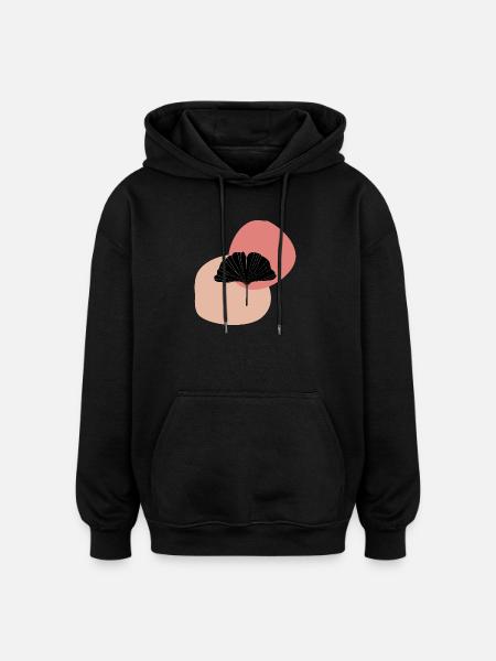Gingko Blatt midcentury modern - Oversized Unisex Hoodie - Schwarz