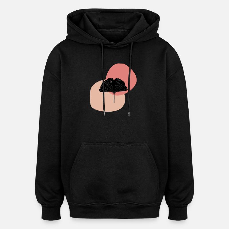 Gingko Blatt midcentury modern - Oversized Unisex Hoodie - Schwarz