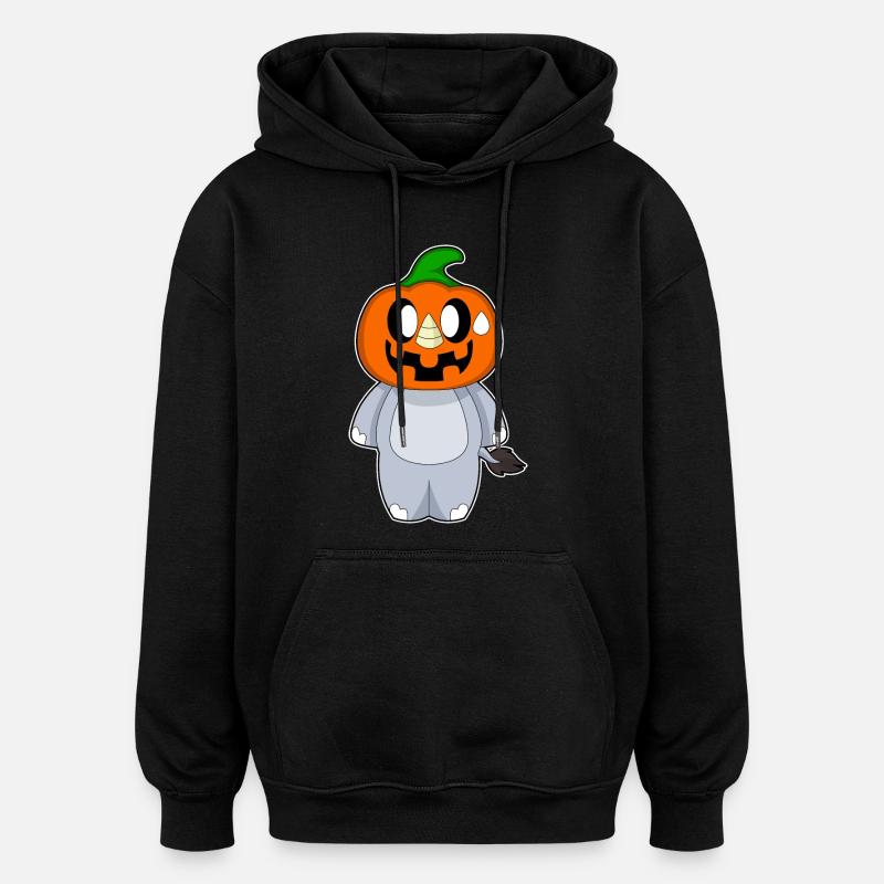 Hippopotame Halloween citrouille - Sweat à capuche oversize unisexe - noir