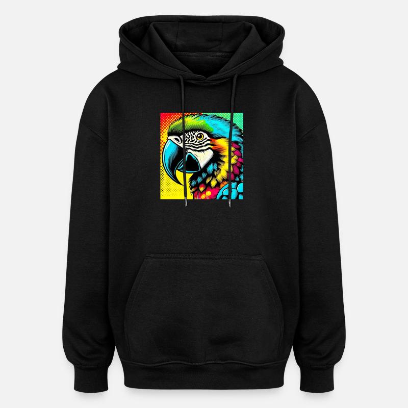 Perroquet Pop Art - Sweat à capuche oversize unisexe - noir