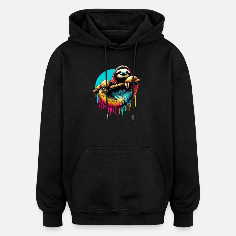 Faultier - Oversized Unisex Hoodie - Schwarz