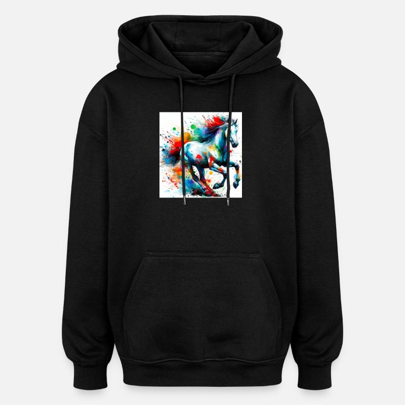 Pferd - Oversized Unisex Hoodie - Schwarz