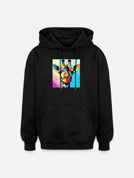 Giraffe Pop Art - Oversized Unisex Hoodie - black