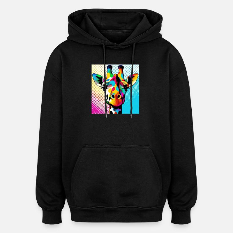 Giraffa Pop Art - Felpa con cappuccio unisex oversize - nero