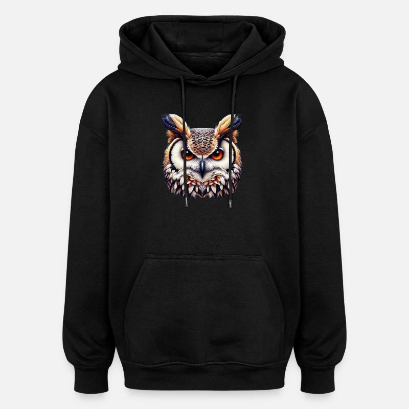 Eule - Oversized Unisex Hoodie - Schwarz