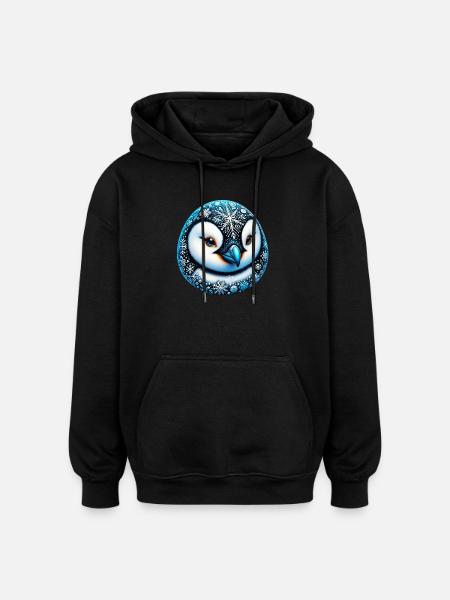 Penguin Snowflake Snowflakes - Oversized Unisex Hoodie - black