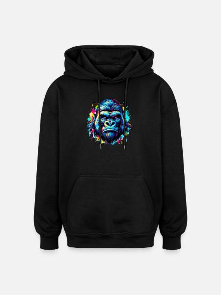 Gorille - Sweat à capuche oversize unisexe - noir