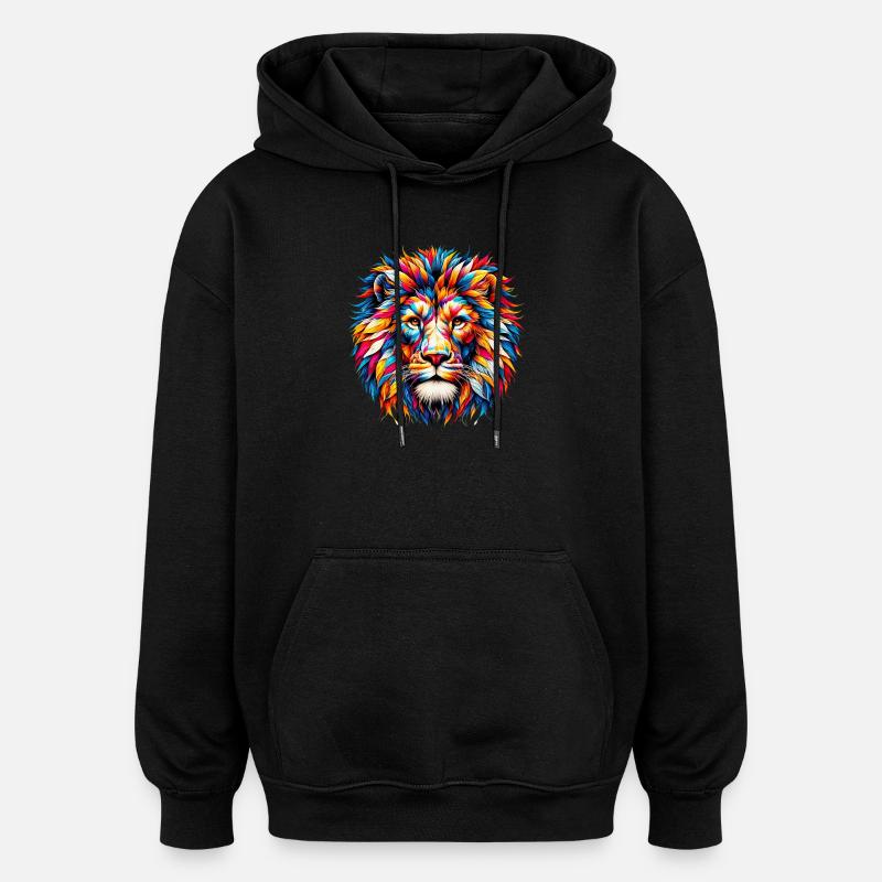 Lion - Sweat à capuche oversize unisexe - noir