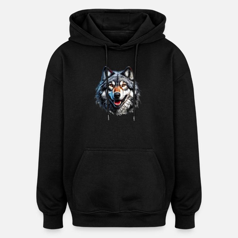Loup - Sweat à capuche oversize unisexe - noir