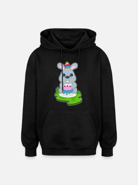 Bunny Birthday Cake - Oversized Unisex Hoodie - black