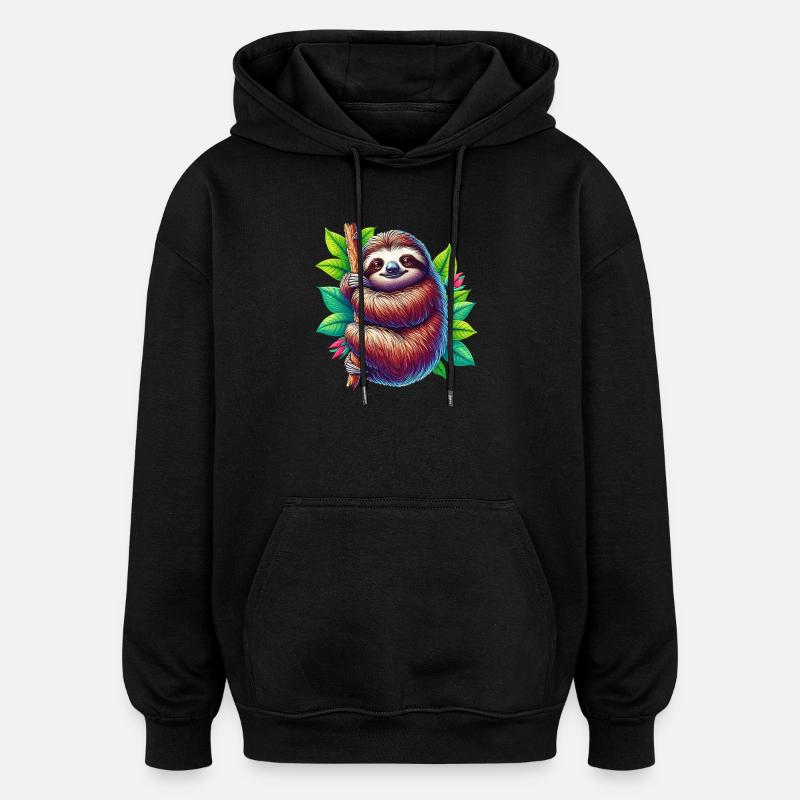 Faultier - Oversized Unisex Hoodie - Schwarz
