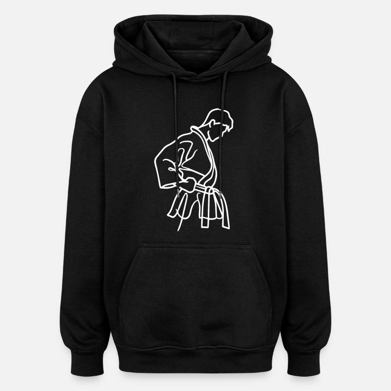Karate Skizze - Oversized Unisex Hoodie - Schwarz