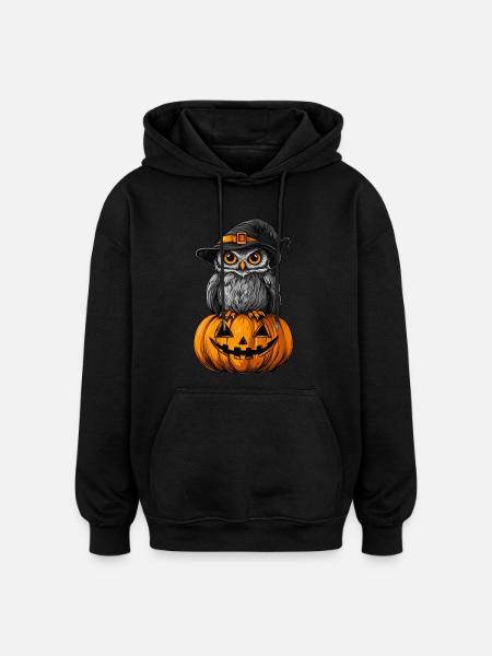 Funny Halloween Owl - Oversized Unisex Hoodie - black