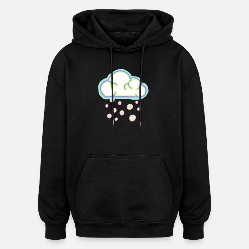 nuage pastel et neige - Sweat à capuche oversize unisexe - noir