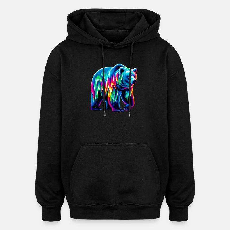 Bär - Oversized Unisex Hoodie - Schwarz