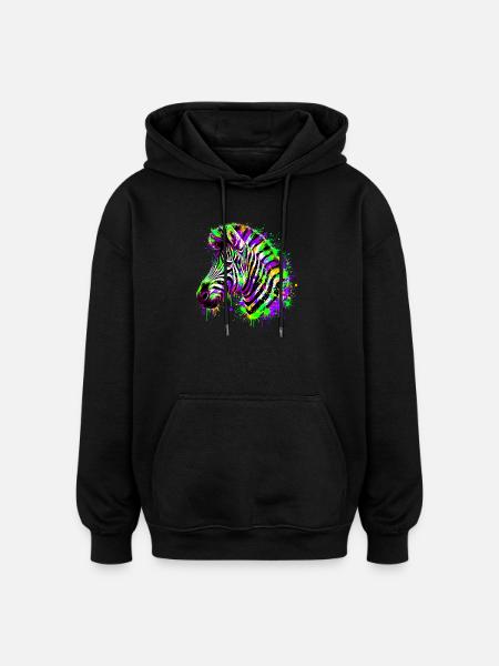 Zebra - Oversized Unisex Hoodie - black