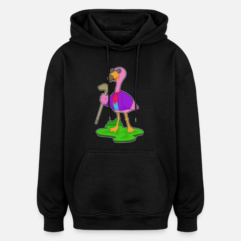 Flamingo Sunglasses - Oversized Unisex Hoodie - black