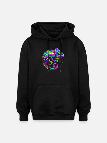 Caméléon - Sweat à capuche oversize unisexe - noir