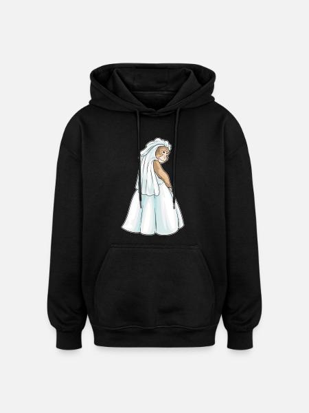 Monkey Bridal Veil Wedding - Oversized Unisex Hoodie - black