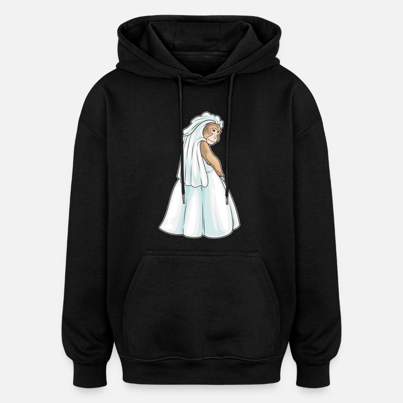 Singe Voile de mariée Mariage - Sweat à capuche oversize unisexe - noir