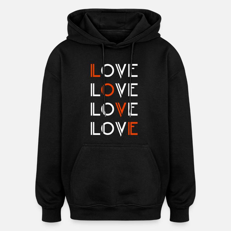 Amour / Liebe - Sweat à capuche oversize unisexe - noir