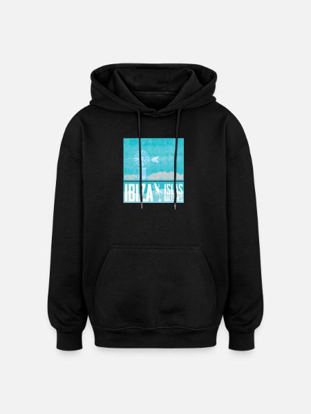 Ibiza Windmills Design - Oversized Unisex Hoodie - black