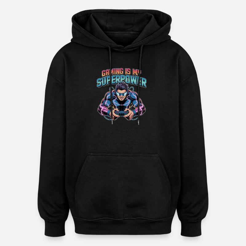 Le jeu est mon superpouvoir - Sweat à capuche oversize unisexe - noir