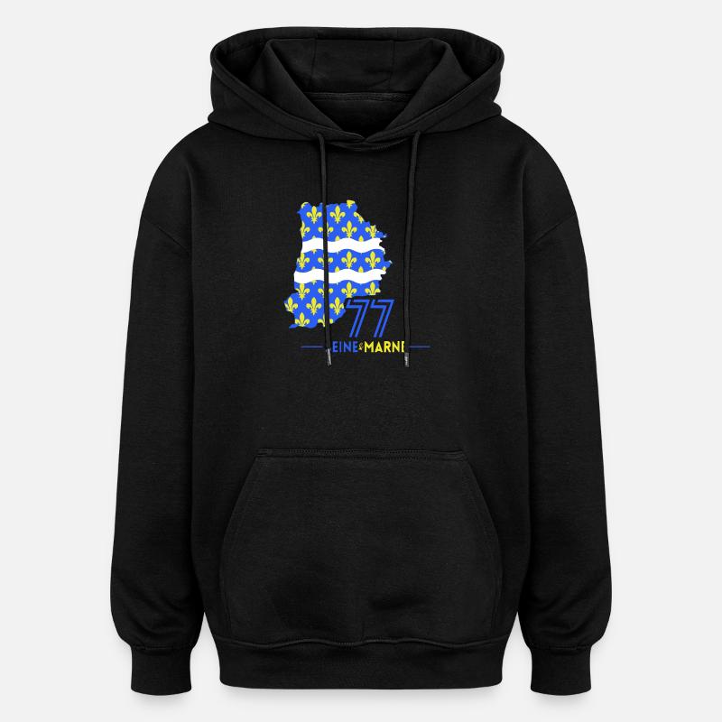 Seine et Marne 77 - Sweat à capuche oversize unisexe - noir