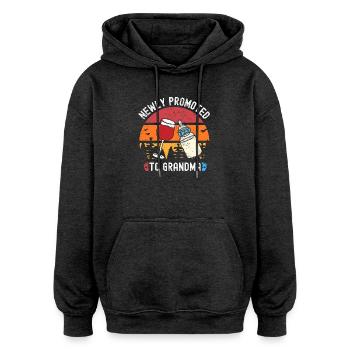Vêtements et accessoires drôles de grand-mère nouvellement promus - Sweat à capuche oversize unisexe - charbon - Devant - Noah (186cm)