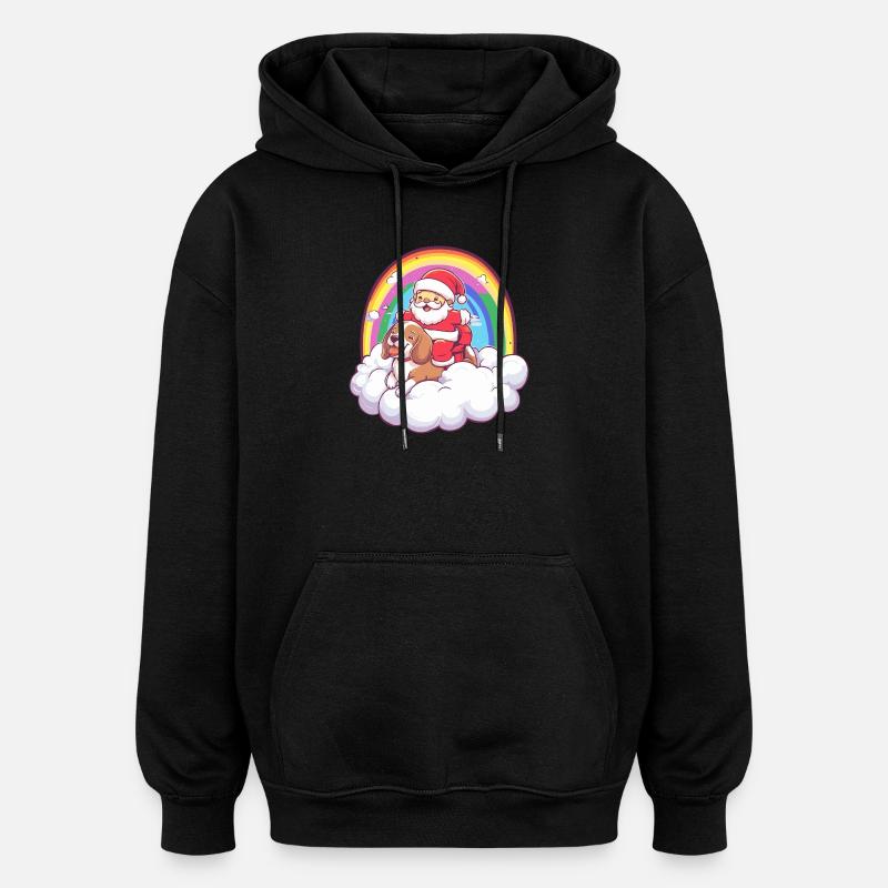 Noël du Père Noël du Beagle - Sweat à capuche oversize unisexe - noir