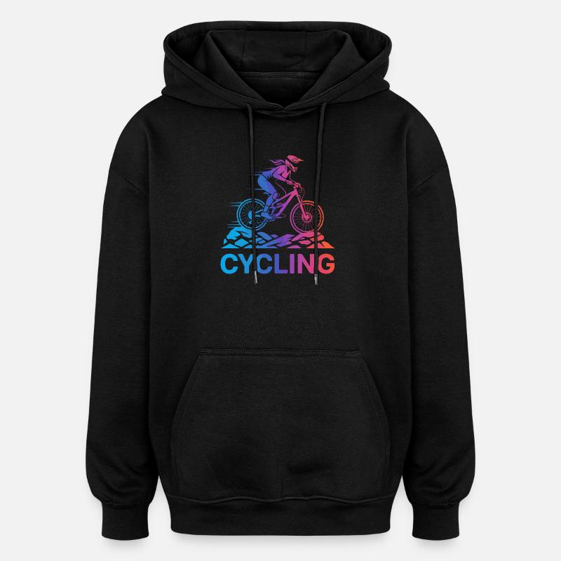 Steigungsradfahrer auf rauem Trail - Oversized Unisex Hoodie - Schwarz