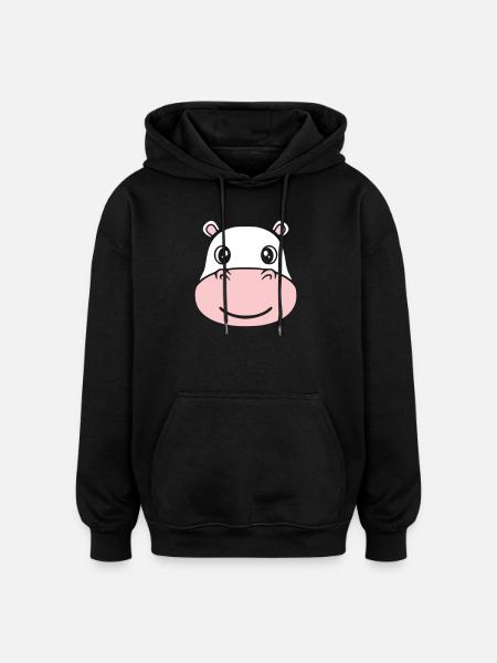 Hippopotamus Head Face Mask Smile - Oversized Unisex Hoodie - black