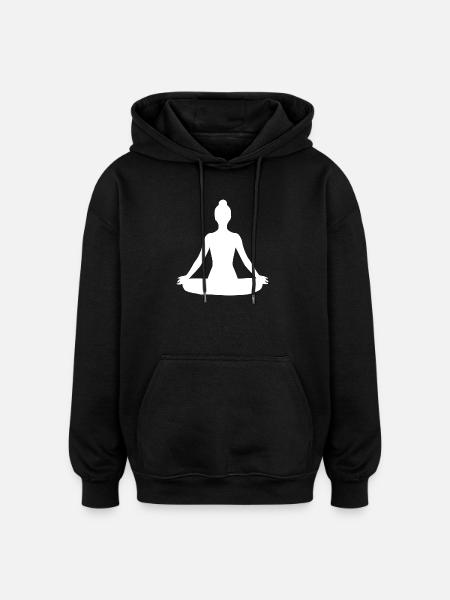 Yoga Silhouettes White Meditation - Oversized Unisex Hoodie - black