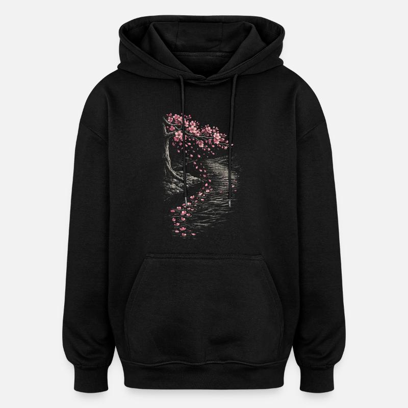 Kirsebærblomst Sakura Kirsebærblomst - Oversize unisex hoodie - sort