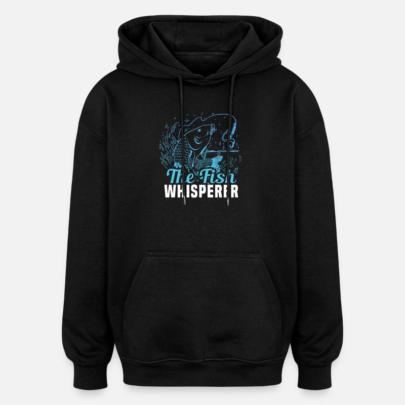 Fiskehviskeren – Sjov lystfisker-udtryk - Oversize unisex hoodie - sort