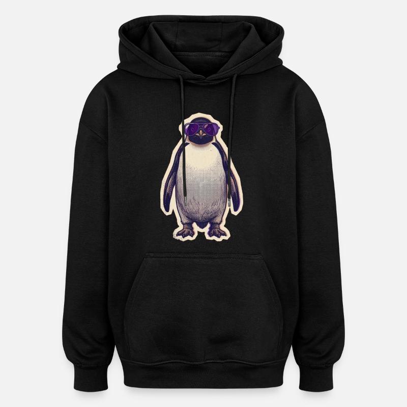 Pingouin avec lunettes de soleil - Sweat à capuche oversize unisexe - noir
