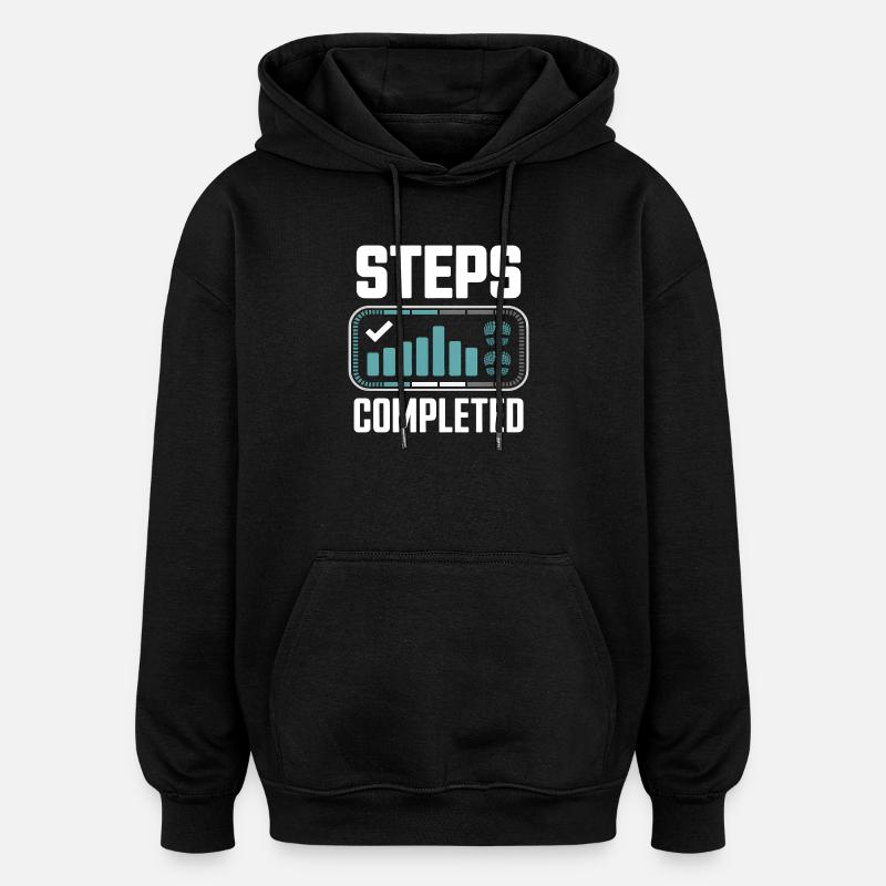 Steps Completed 10000 Schritte - Oversized Unisex Hoodie - black