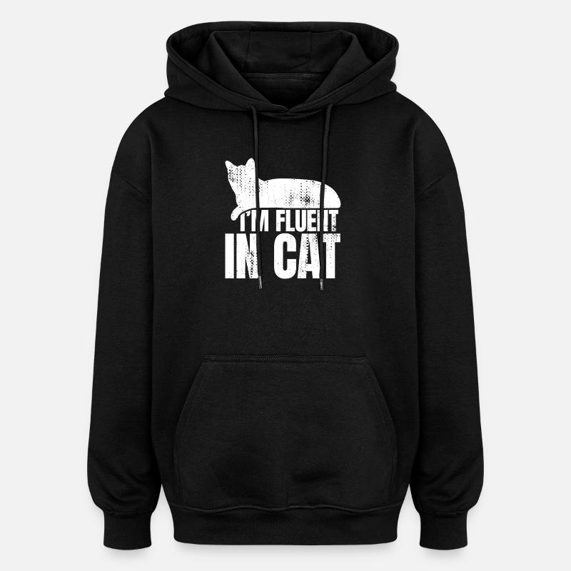 Je parle couramment chat - Sweat à capuche oversize unisexe - noir