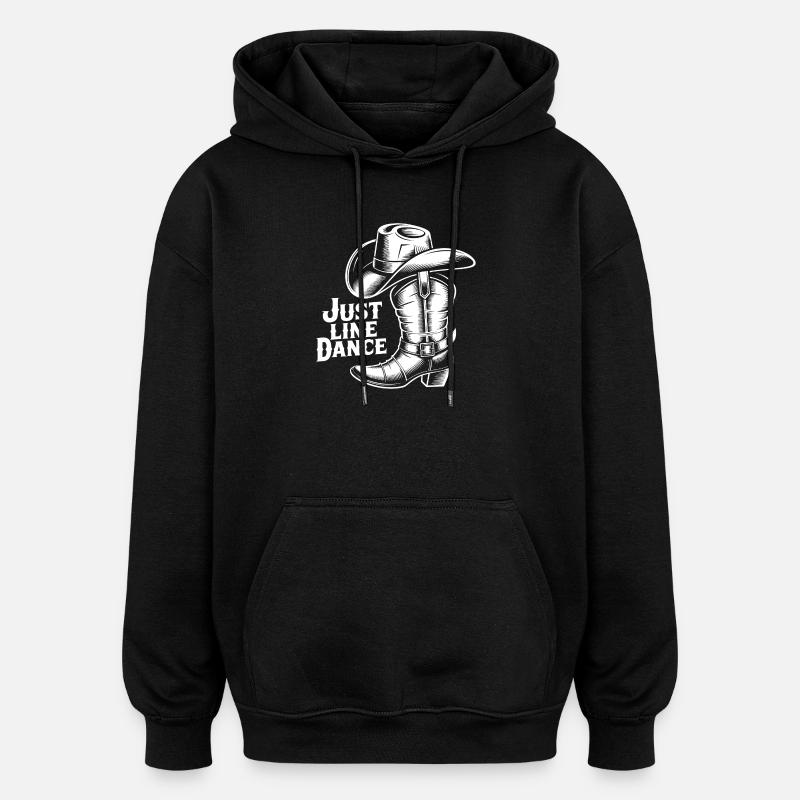 Line Dance Cowboy Boots - Oversized Unisex Hoodie - black