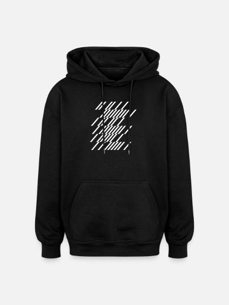 Diagonal Stripe Geom Pattern - Oversized Unisex Hoodie - black