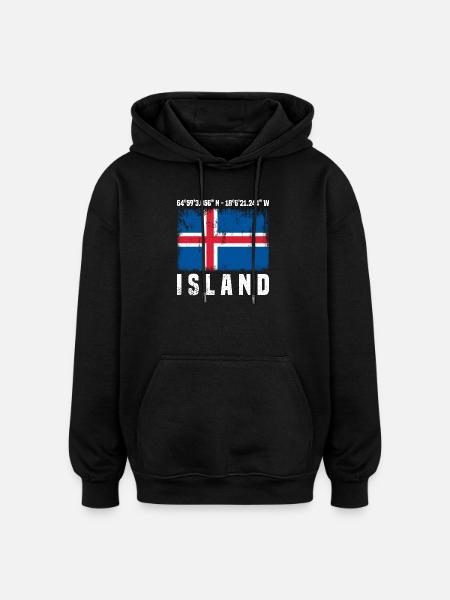 Island Reise - Oversized Unisex Hoodie - Schwarz