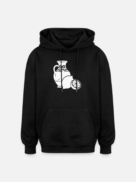 Citrus Vase Still Life Pottery - Oversized Unisex Hoodie - black