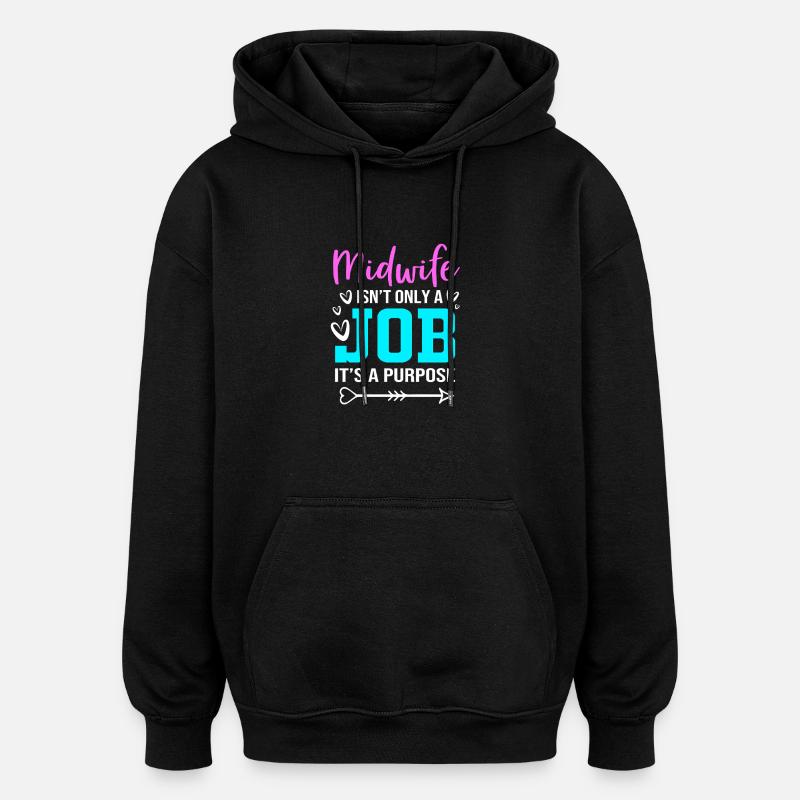 Hebamme - Oversized Unisex Hoodie - Schwarz